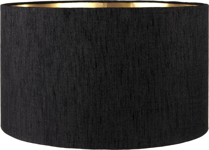 Stellan 40cm Black Slubbed Faux Silk Gold Lined Cylinder Shade