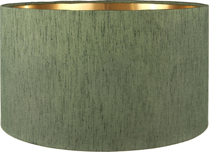 Stellan 40cm Green Slubbed Faux Silk Gold Lined Cylinder Shade