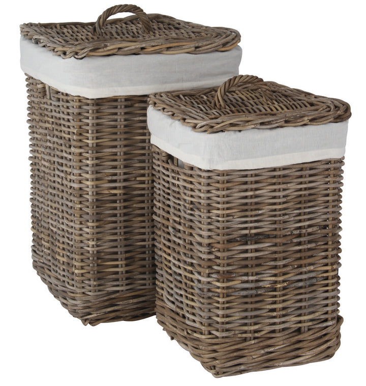 S/2 Grey Kubu Square Linen Baskets