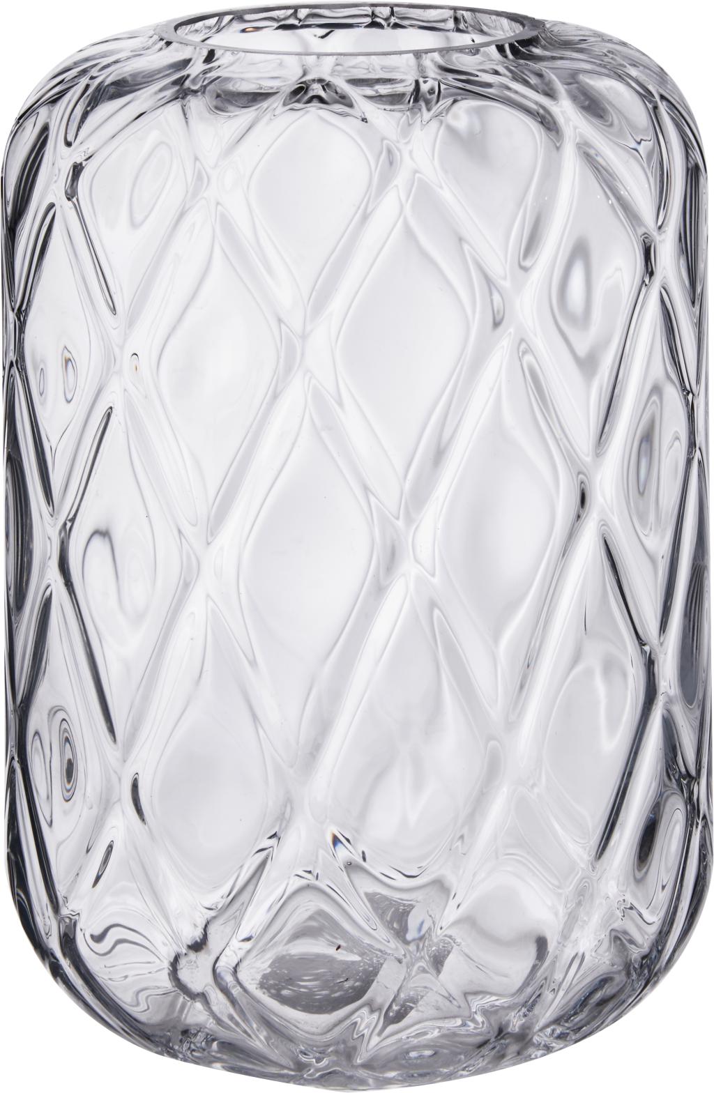 Clear Glass Diamond Optic Vase Small