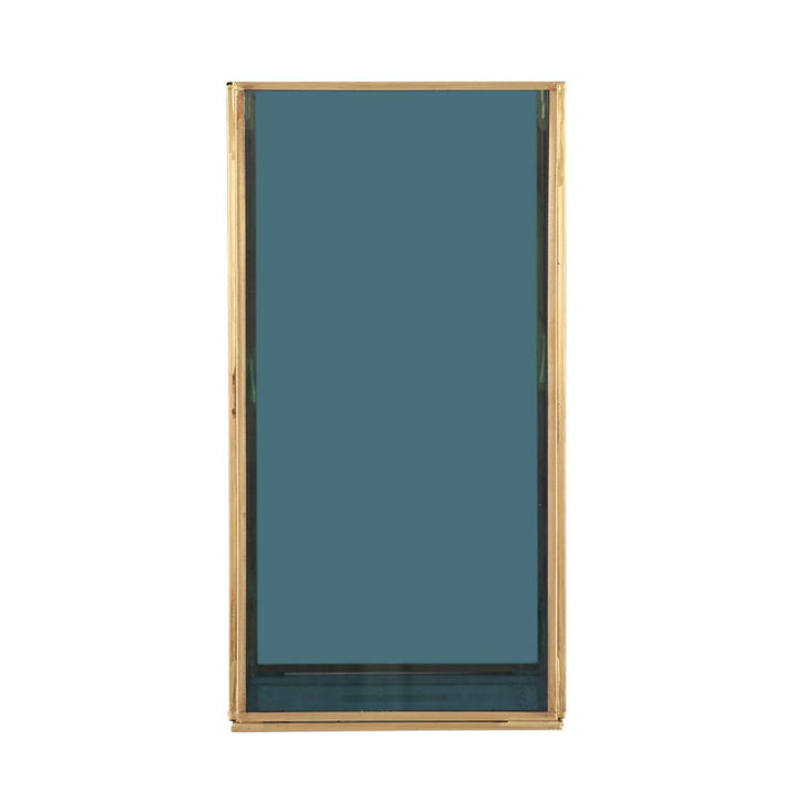 Brass Metal and Smoked Glass Panelled Square Hurricane Medium