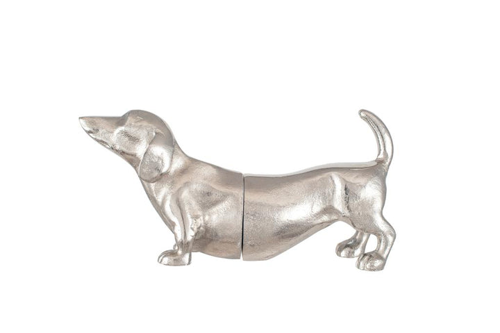 Silver Metal Sausage Dog Book Ends