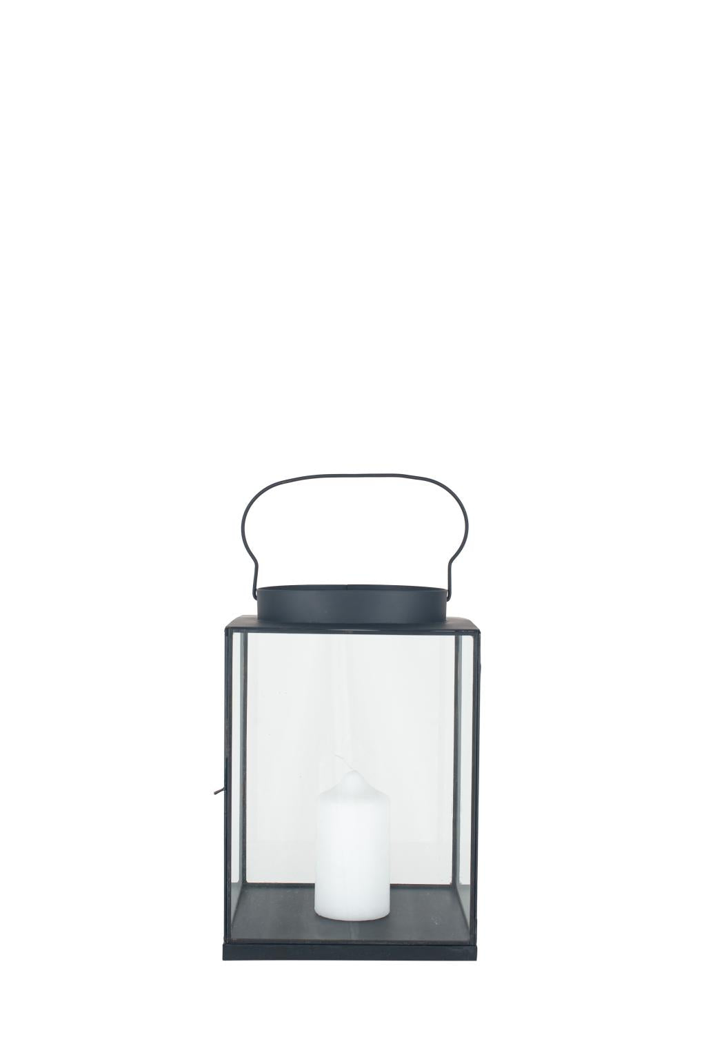 Black Metal and Glass Square Lantern Small