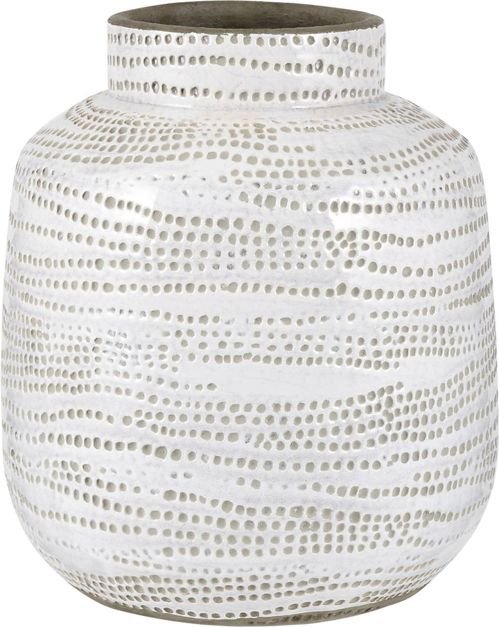 Alina White Stoneware Dot Design Vase