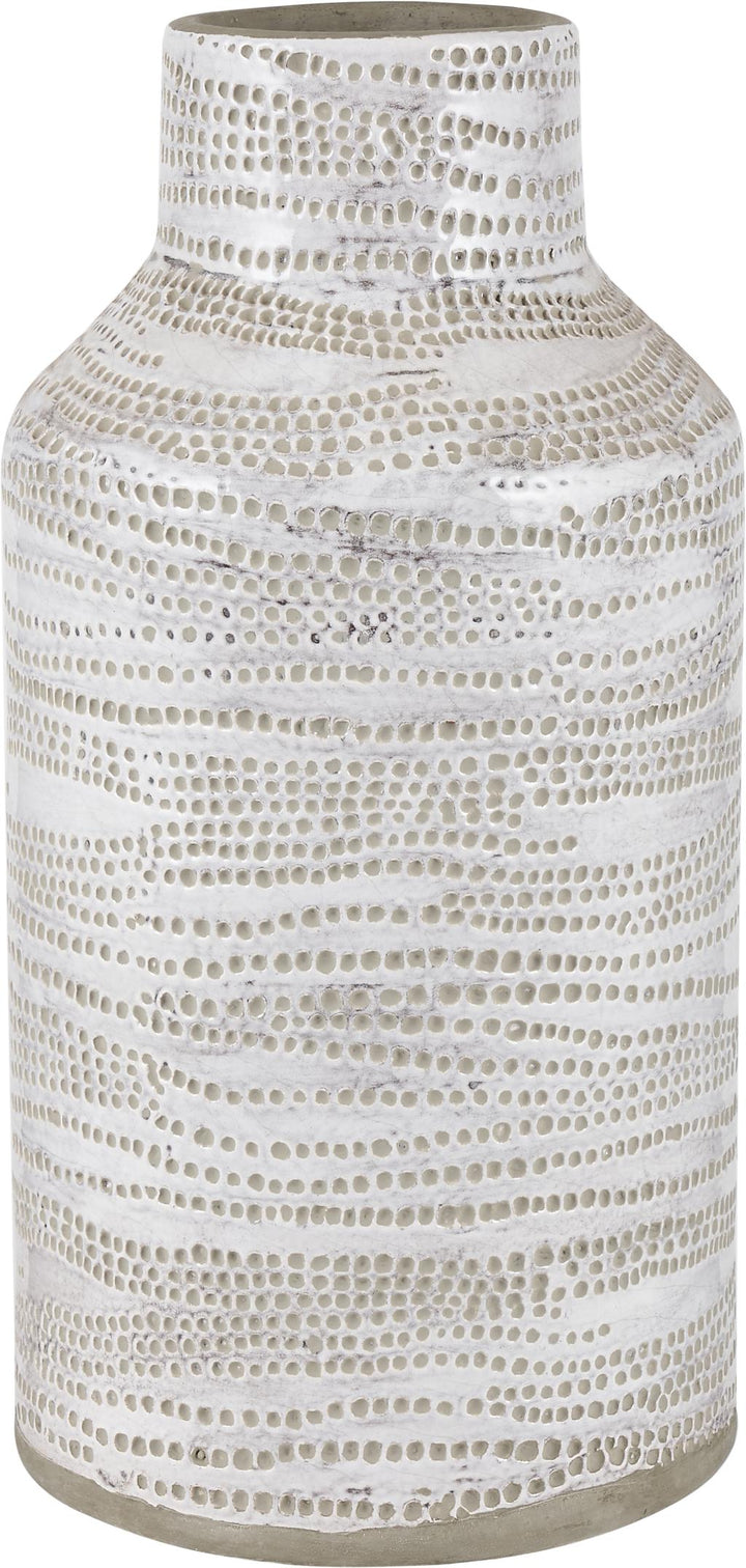 Alina White Stoneware Dot Design Vase Tall