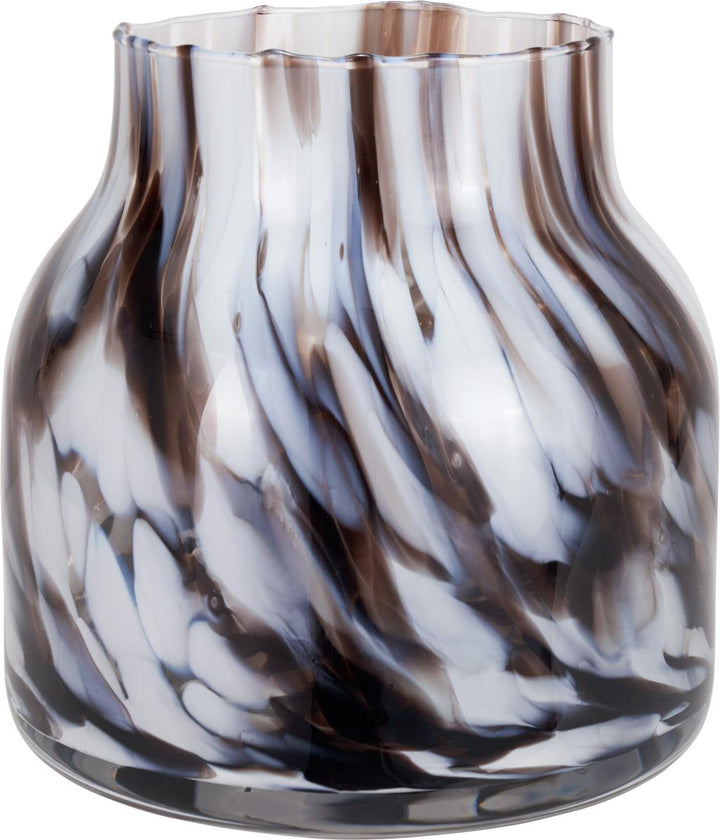 Brown and White Tortoiseshell Glass Vase