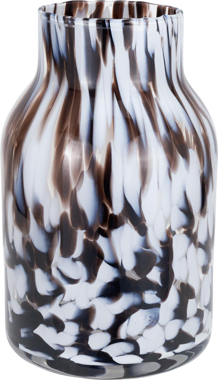 Brown and White Tortoiseshell Glass Vase Tall