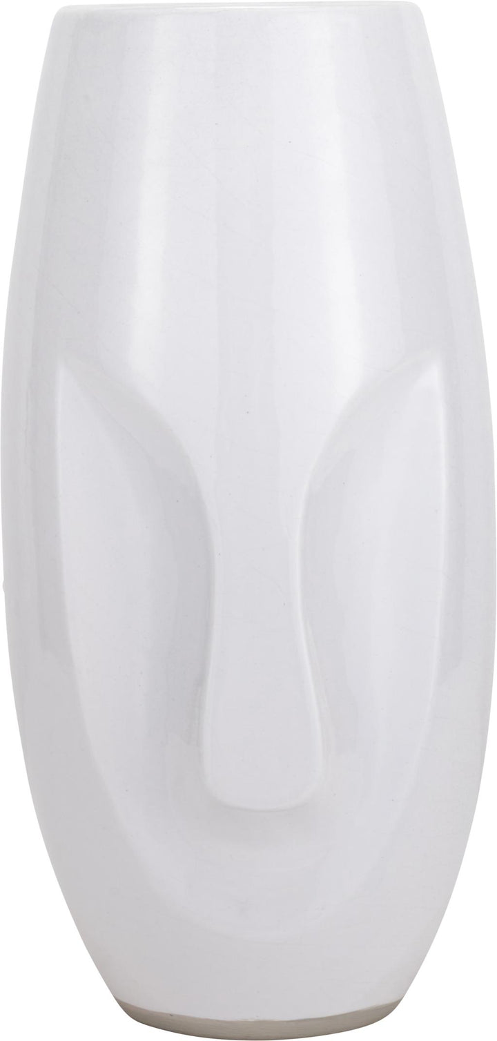 Visage White Stoneware Face Design Vase