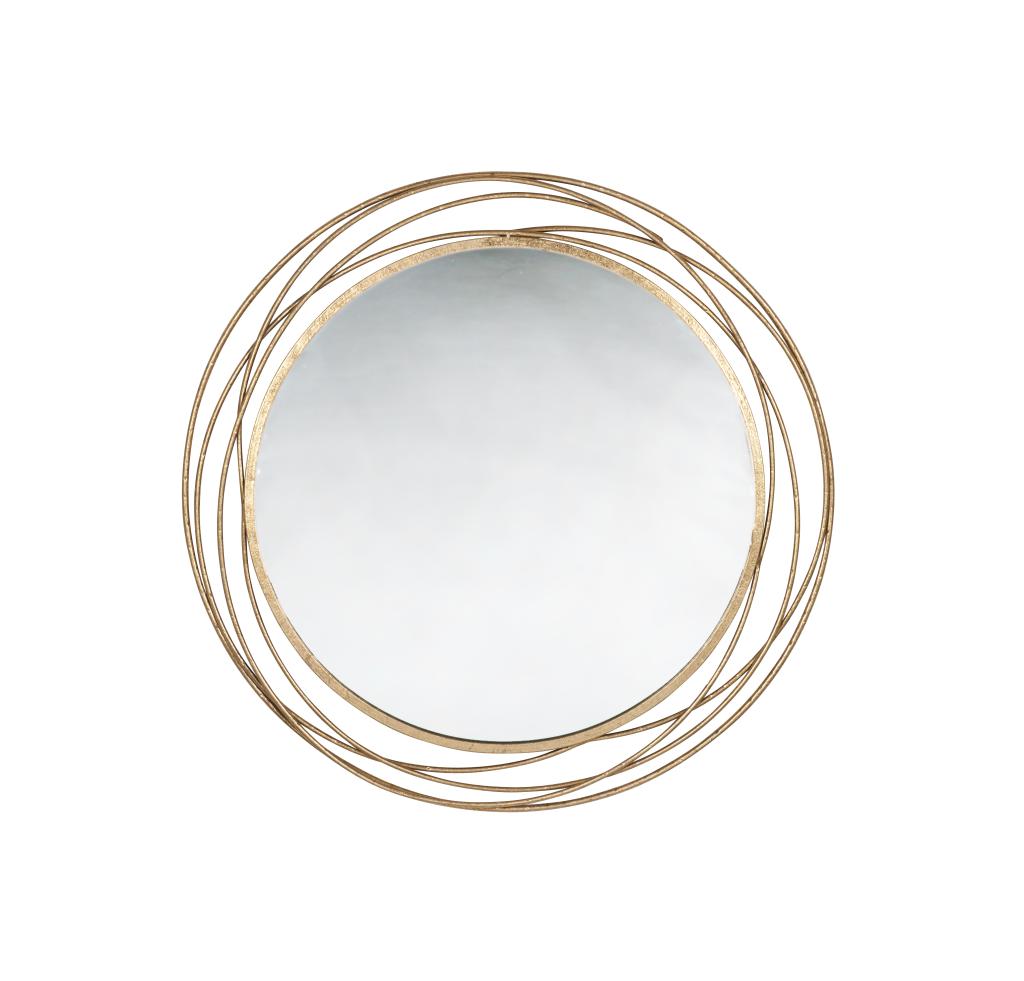 Antique Gold Metal Swirl Round Wall Mirror