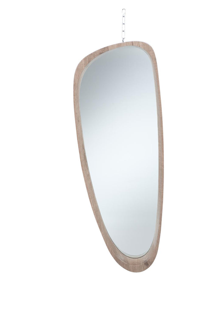 Natural Wood Veneer Teardrop Shaped Wall Mirror