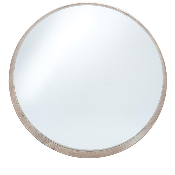 Natural Wood Veneer Deep Edge Round Wall Mirror Large