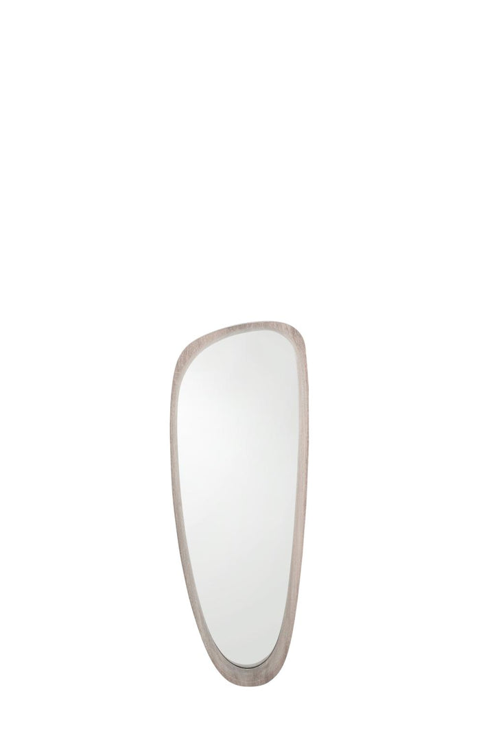 Grey Oak Wood Veneer Teardrop Shaped Wall Mirror