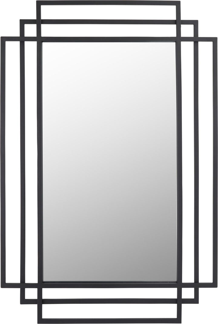 Black Metal Art Deco Rectangular Wall Mirror