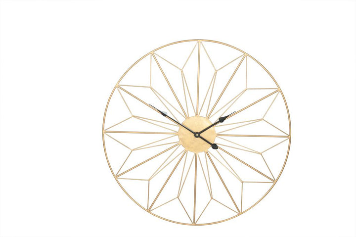 Gold Metal Geo Design Round Wall Clock