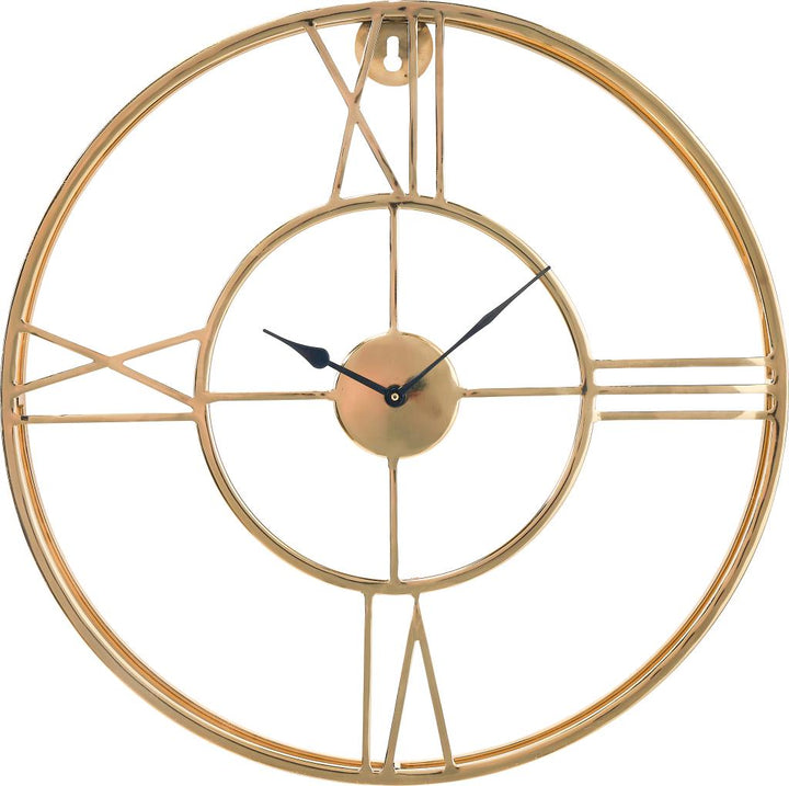 Gold Metal Double Framed Round Wall Clock