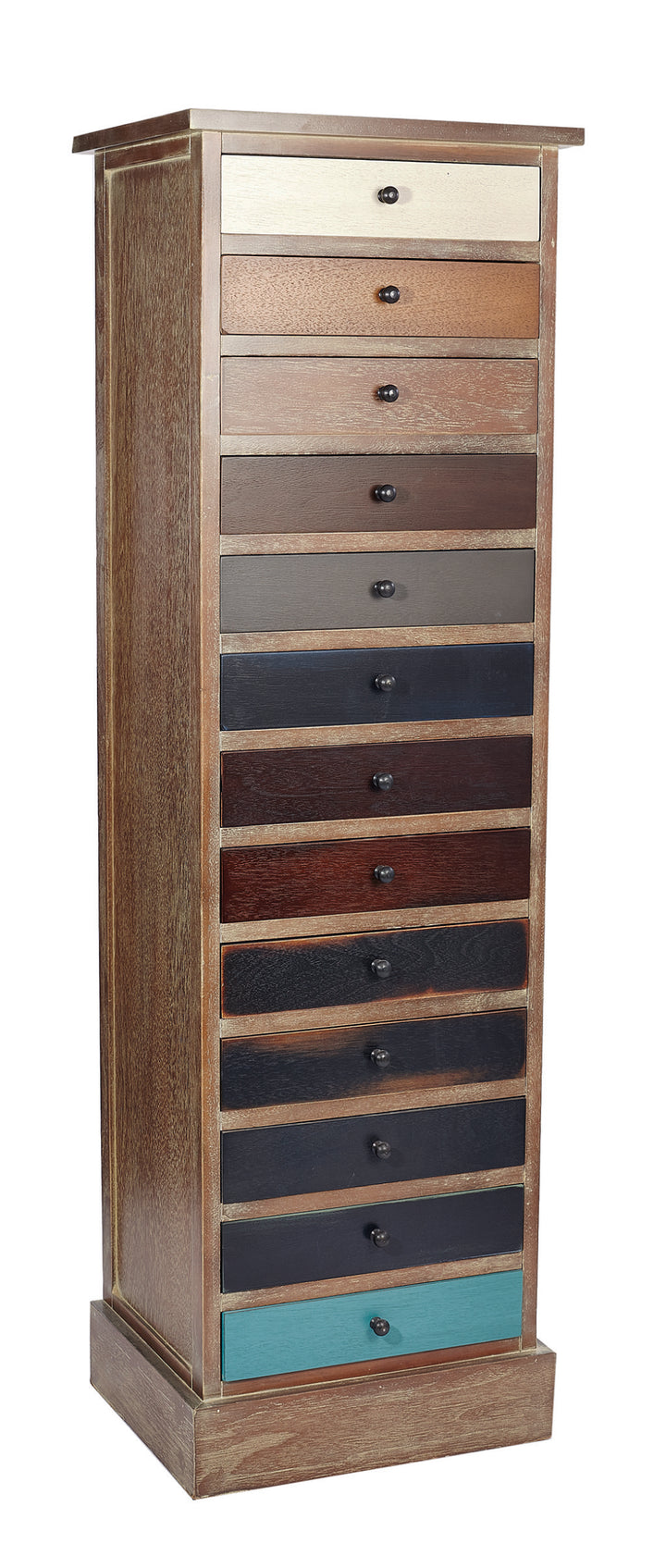 Loft Blue Multicoloured Pine Wood 13 Drawer Unit