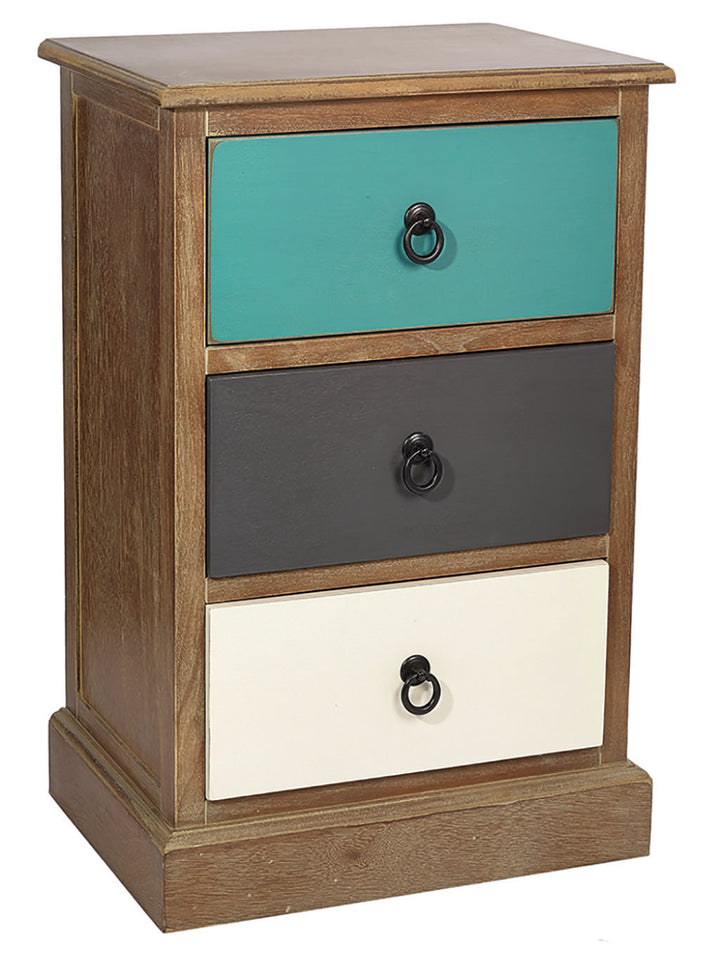 Loft Blue Multicoloured Pine Wood 3 Drawer Unit