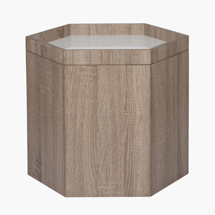 Oslo Natural and White Wood Hexagonal Storage Box Small