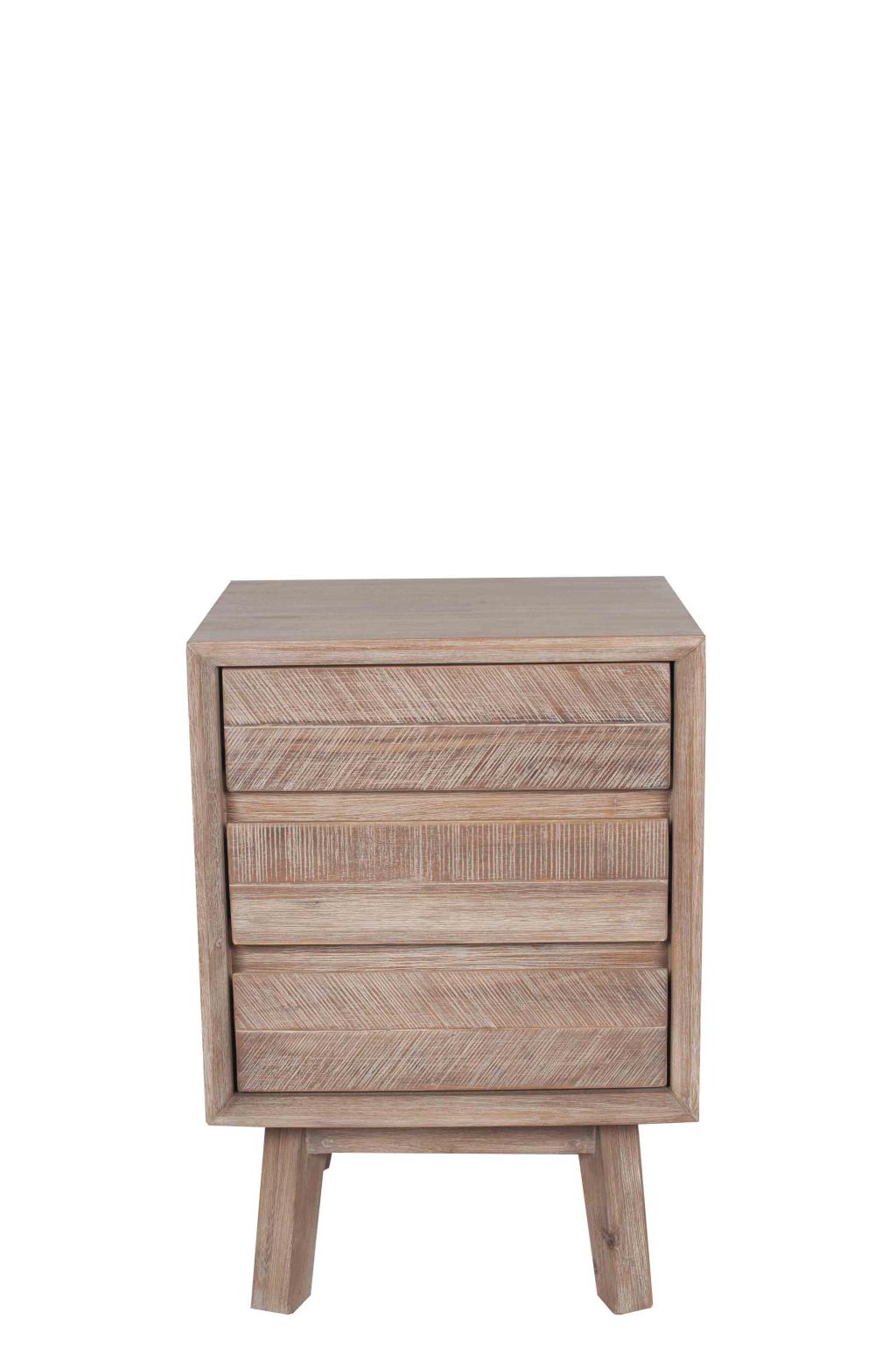 Kalmar Sand Wash Acacia Wood 3 Drawer Bedside Unit