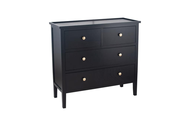 Chelmsford Satin Black Pine Wood 4 Drawer Unit