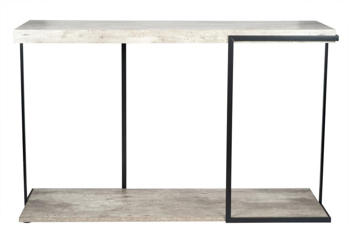 Jersey Concrete Effect Wood Veneer and Black Metal Console Table