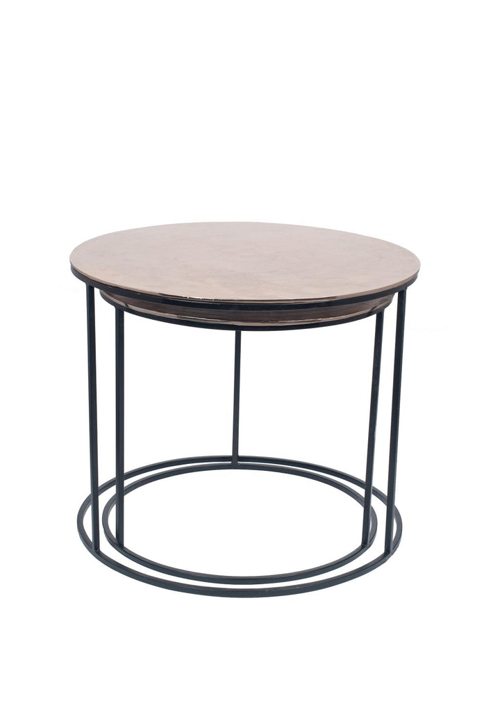 S/2 Panaji Black Iron and Gold Aluminium Round Tables