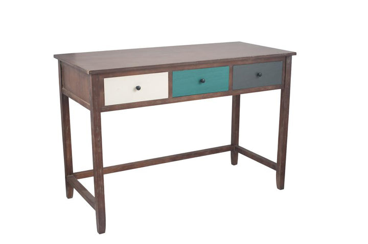 Loft Blue Multicoloured Pine Wood 3 Drawer Desk