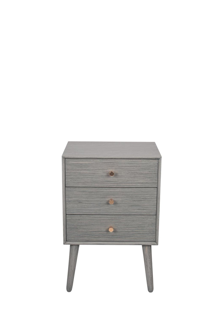 Chaya Dark Grey Pine Wood 3 Drawer Bedside Table