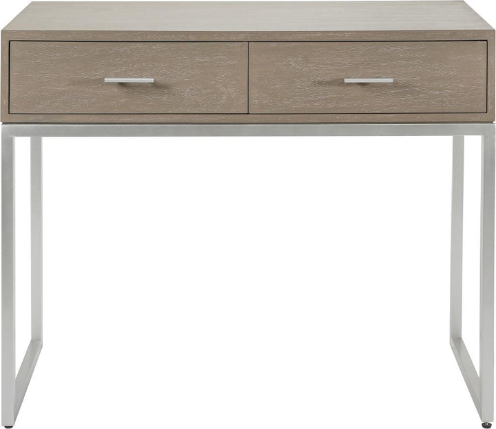 Ambroso Grey Wash Mango Wood and Silver Metal 2 Drawer Dressing Table