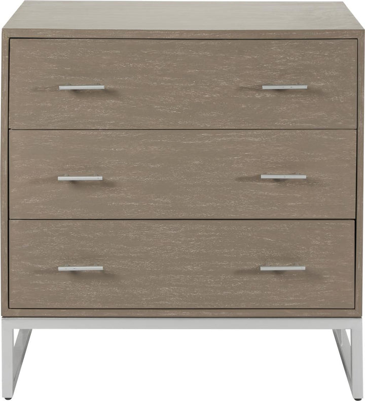 Ambroso Grey Wash Mango Wood and Silver Metal 3 Drawer Unit