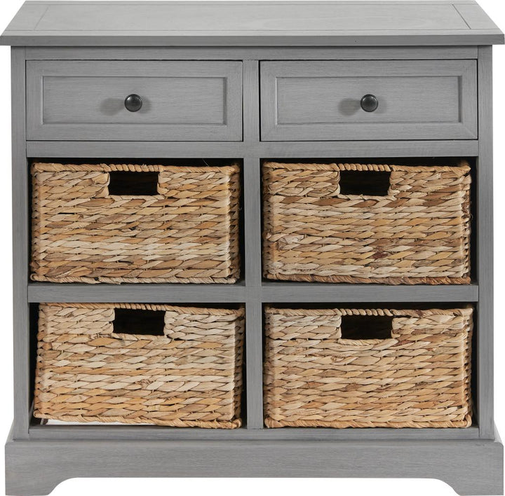 Devonshire Grey Pine Wood 2 Drawer 4 Basket Unit