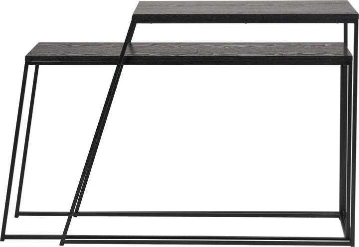 Mashiko S/2 Black Ash Veneer and Black Metal Console Tables