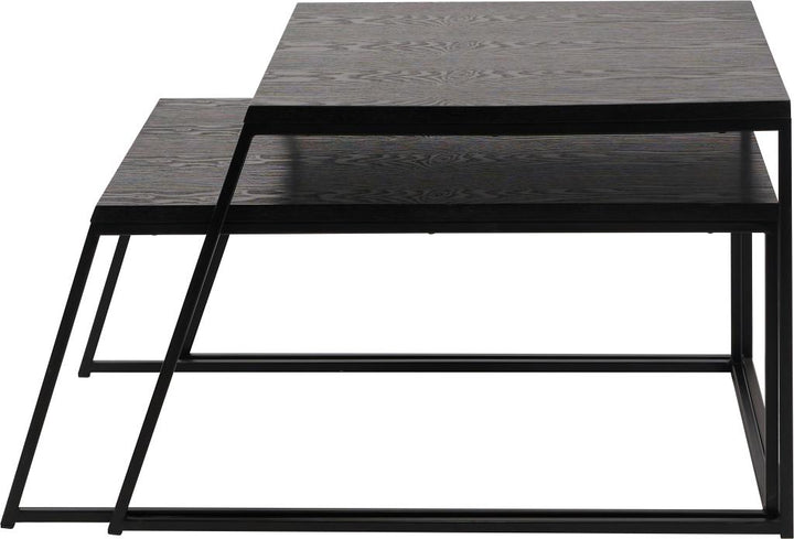 Mashiko S/2 Black Ash Veneer and Black Metal Coffee Tables