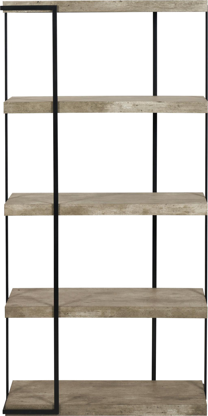 Jersey Concrete Effect Wood Veneer and Black Metal 4 Shelf Unit