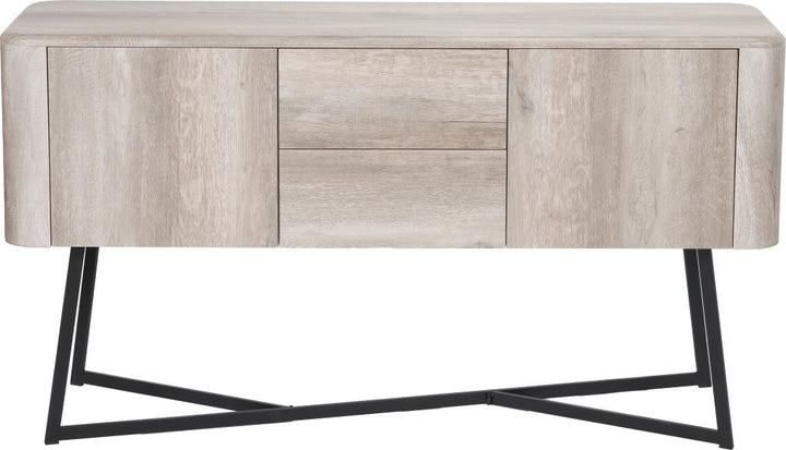 Ukiah Grey Oak Veneer and Black Metal Sideboard