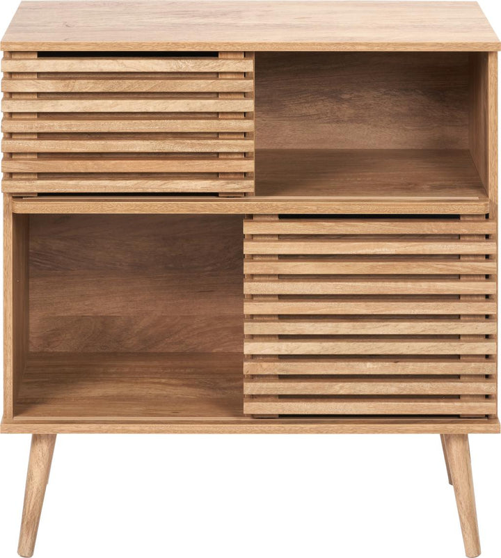 Larvik Natural Eucalyptus Wood 2 Door 2 Shelf Unit