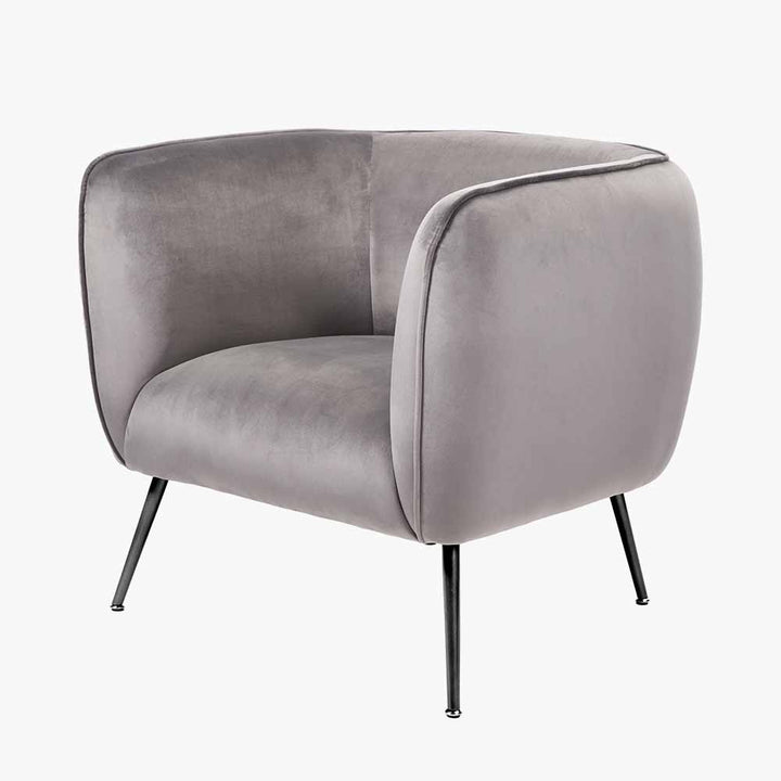 Lucca Dove Grey Velvet and Metal Armchair