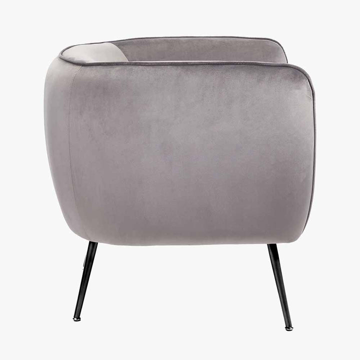 Lucca Dove Grey Velvet and Metal Armchair