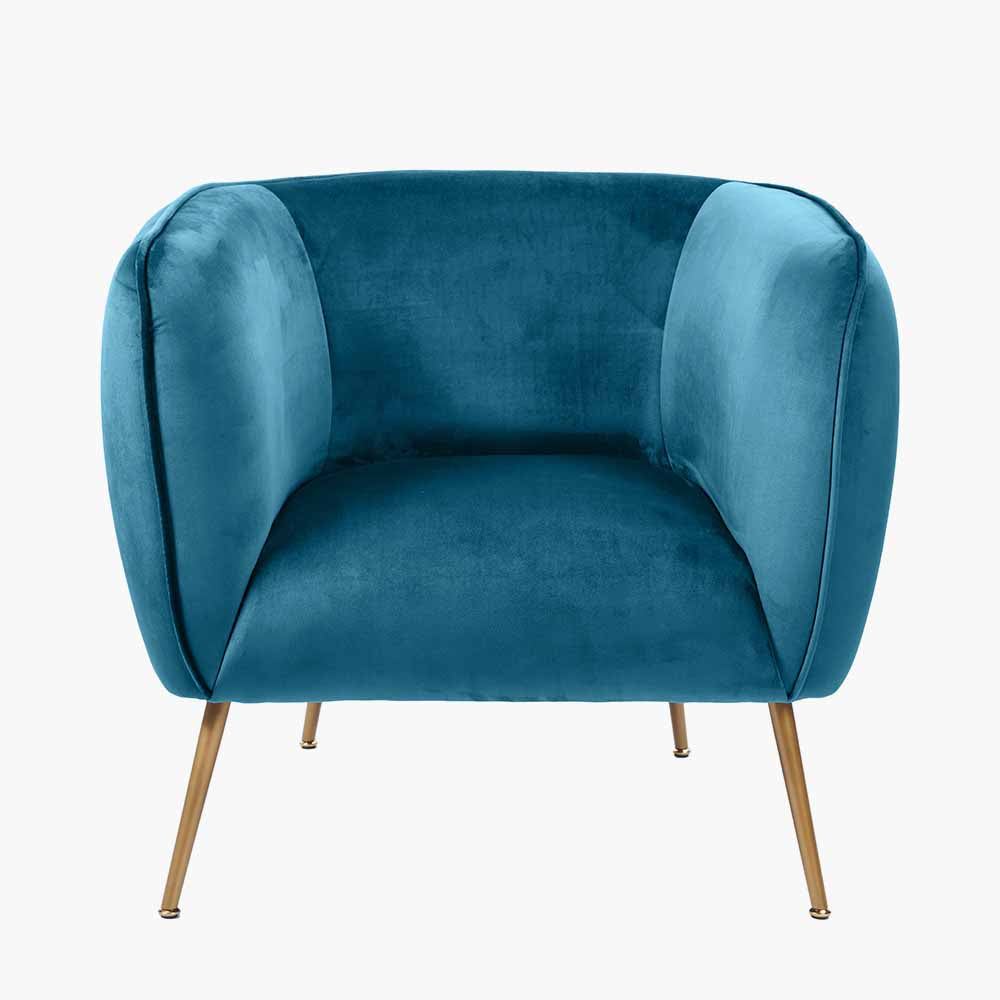 Lucca Sapphire Blue Velvet and Metal Armchair