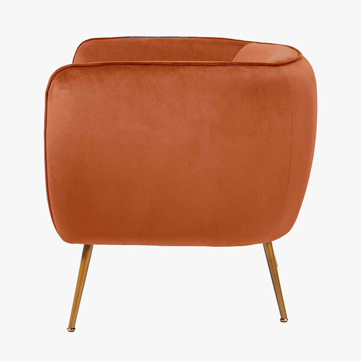 Lucca Tobacco Velvet and Metal Armchair