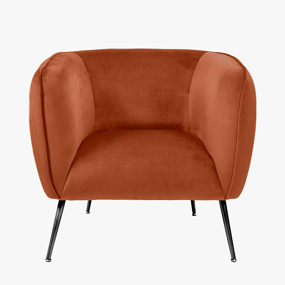 Lucca Tobacco Velvet and Metal Armchair