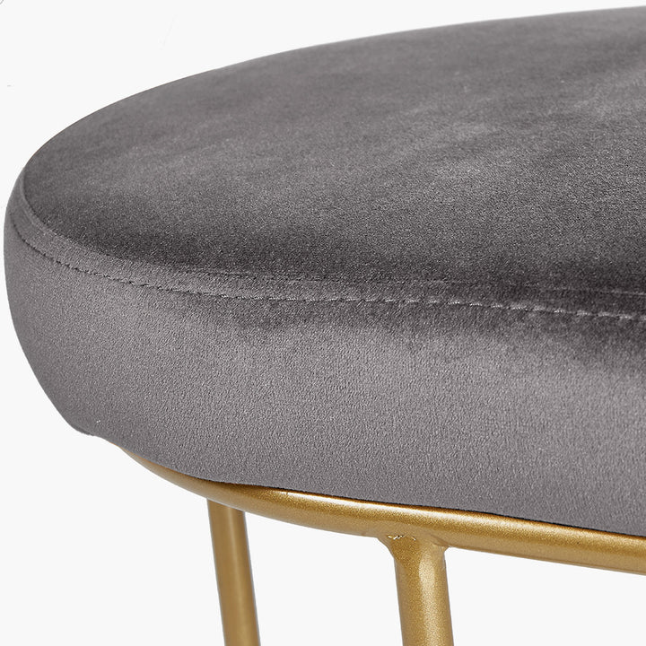 Nino Dove Grey Velvet and Gold Metal Bench