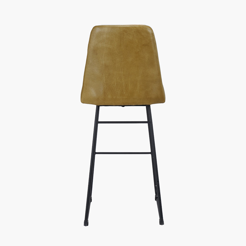 Camillo Mustard Leather Diamond Back Bar Stool