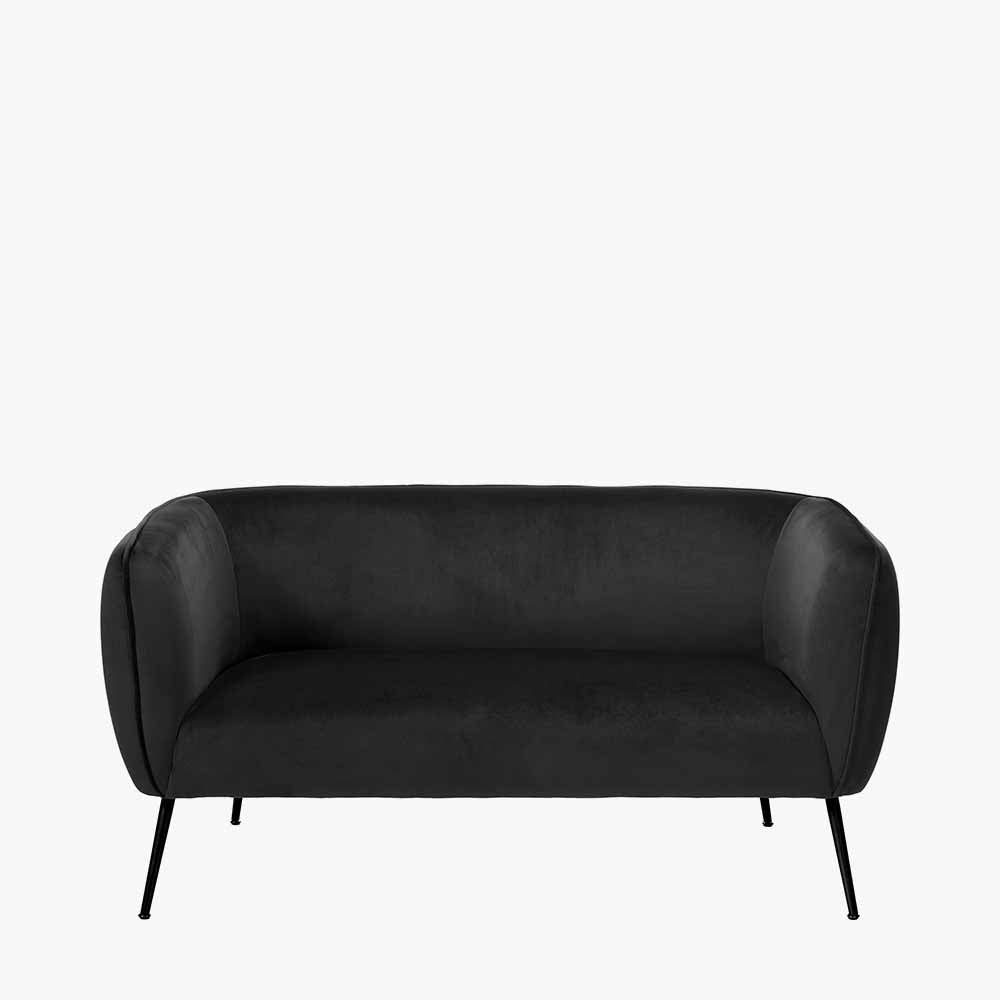 Lucca Black Velvet and Metal Sofa