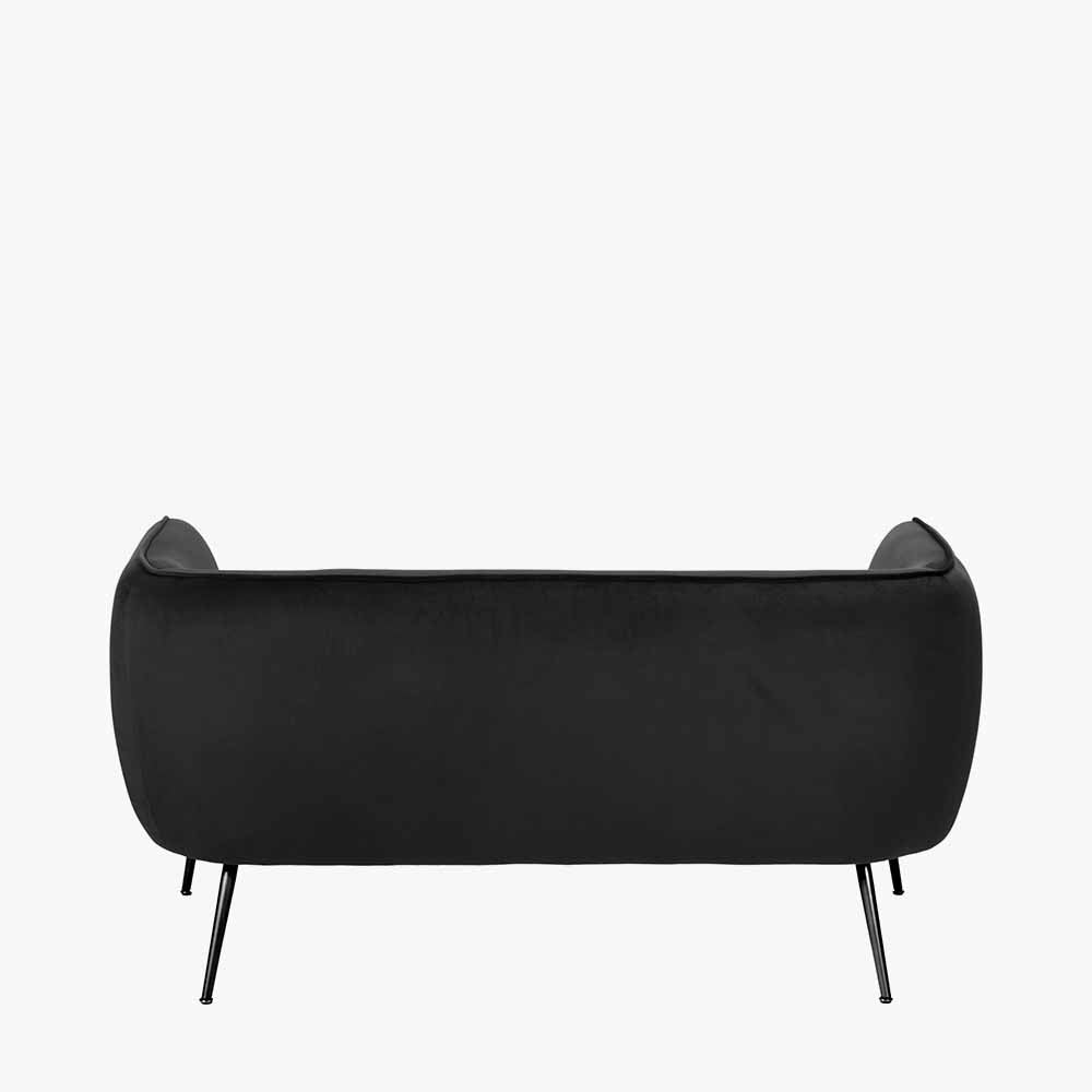 Lucca Black Velvet and Metal Sofa