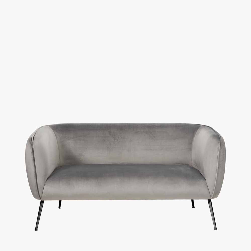 Lucca Dove Grey Velvet and Metal Sofa