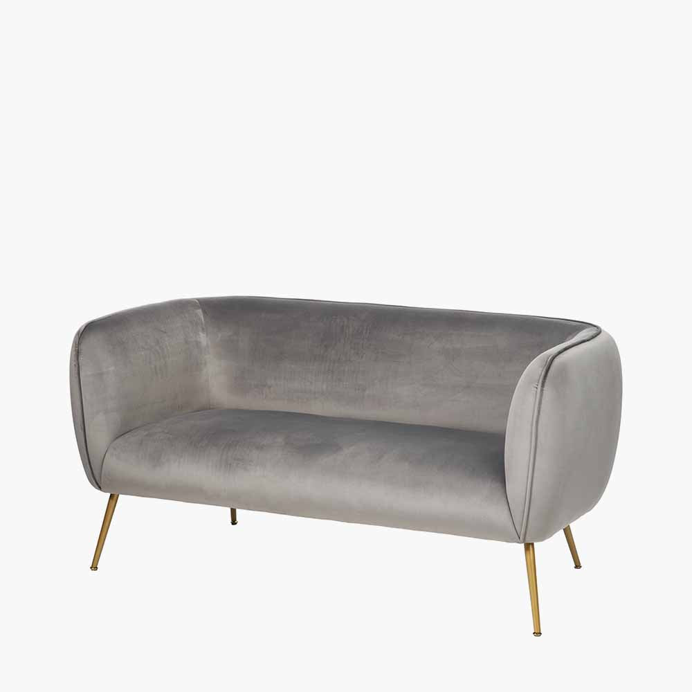 Lucca Dove Grey Velvet and Metal Sofa