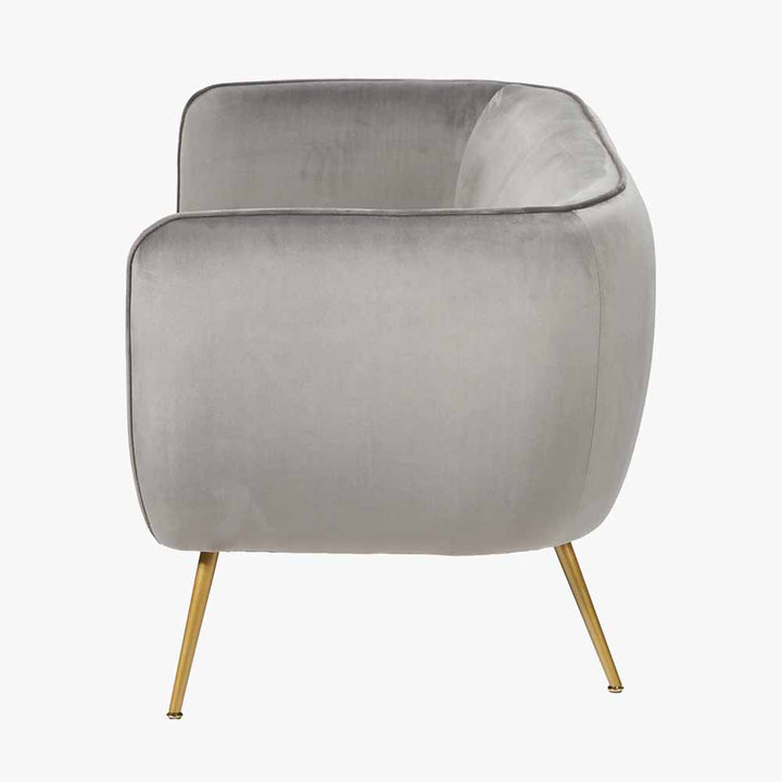 Lucca Dove Grey Velvet and Metal Sofa