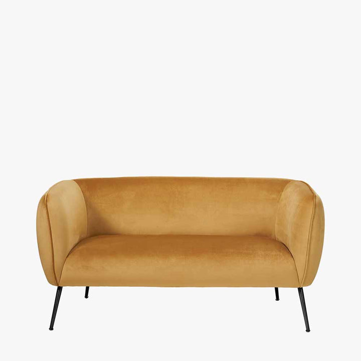 Lucca Gold Velvet and Metal Sofa