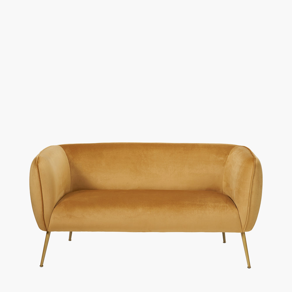 Lucca Gold Velvet and Metal Sofa